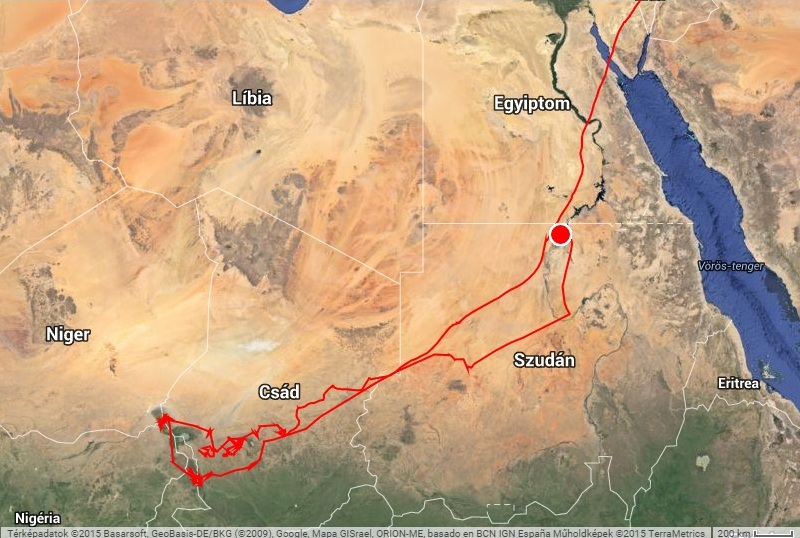  A Logone folyó menti telelőhelytől a Nílusig több mint 2000km tett meg Varbó