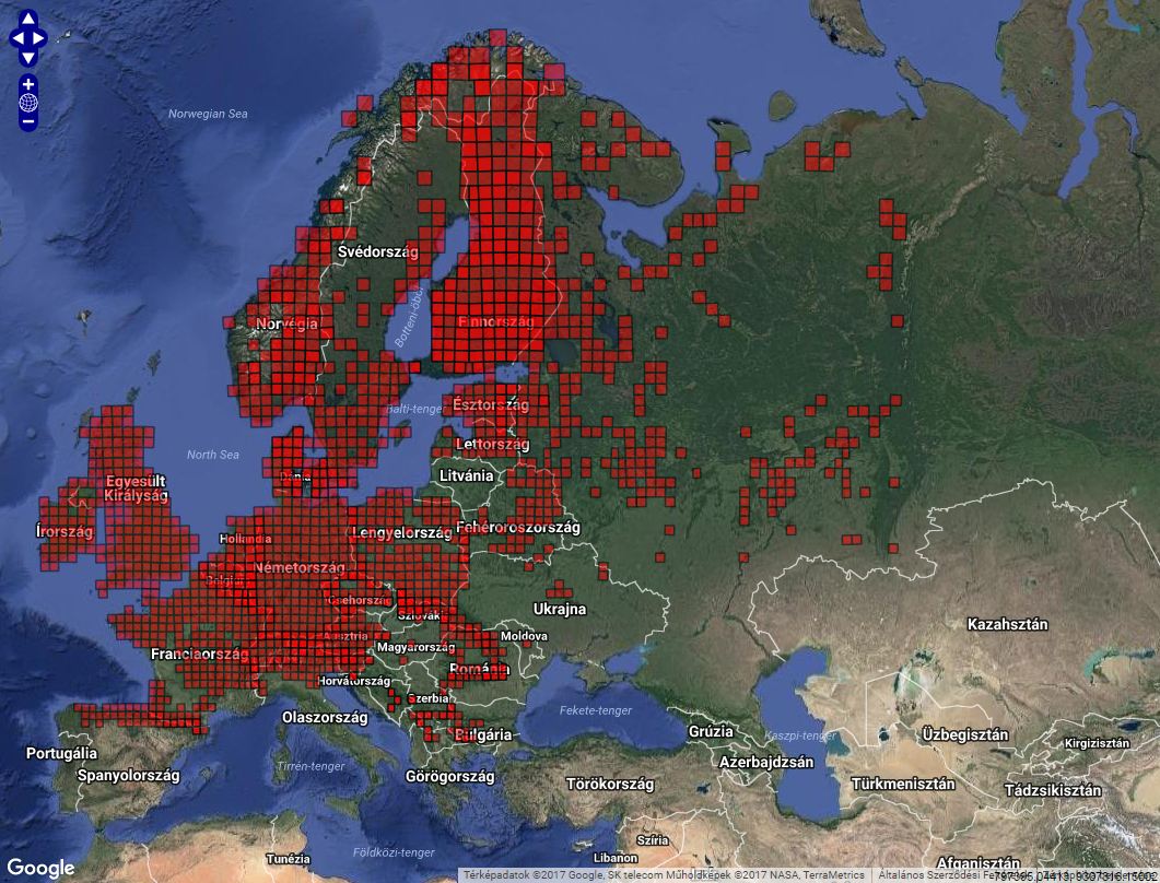 Forrás: Európai Herpetológiai Atlasz (http://na2re.ismai.pt/atlas.php)